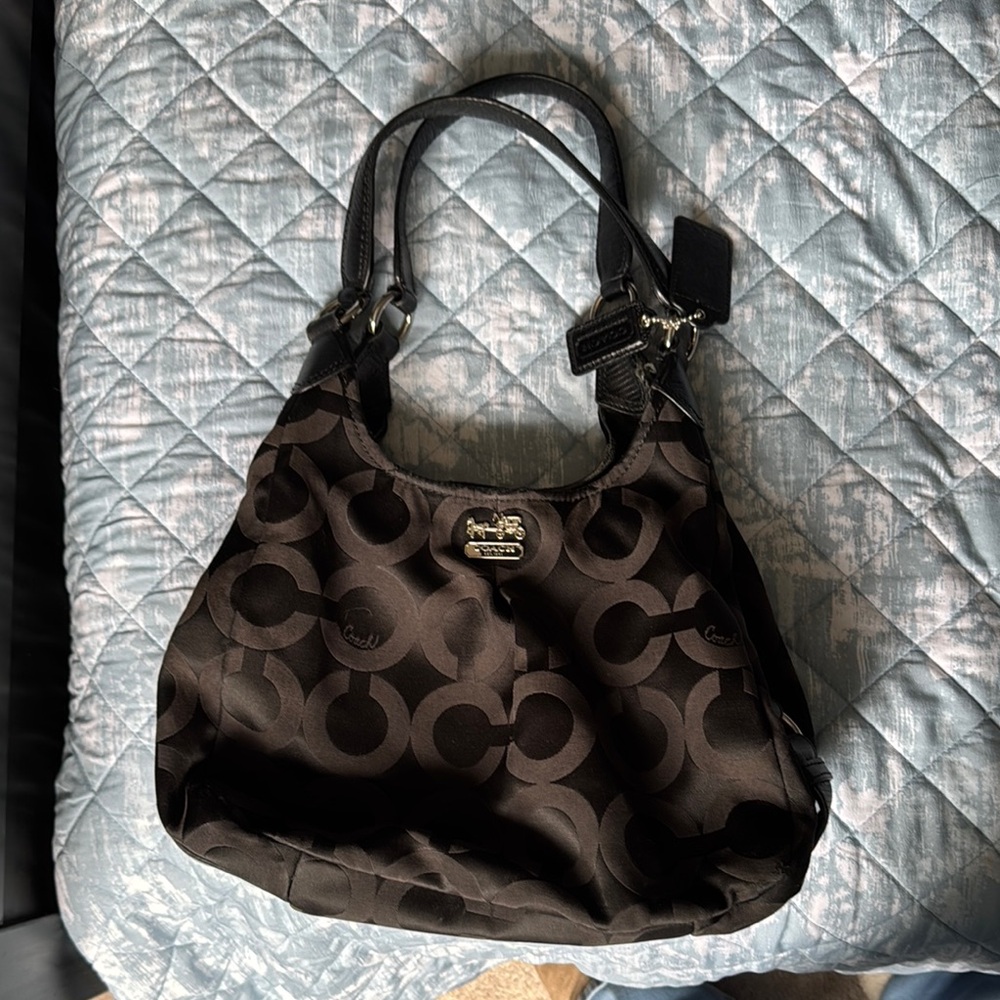 Coach Black Monogram Shoulder Bag